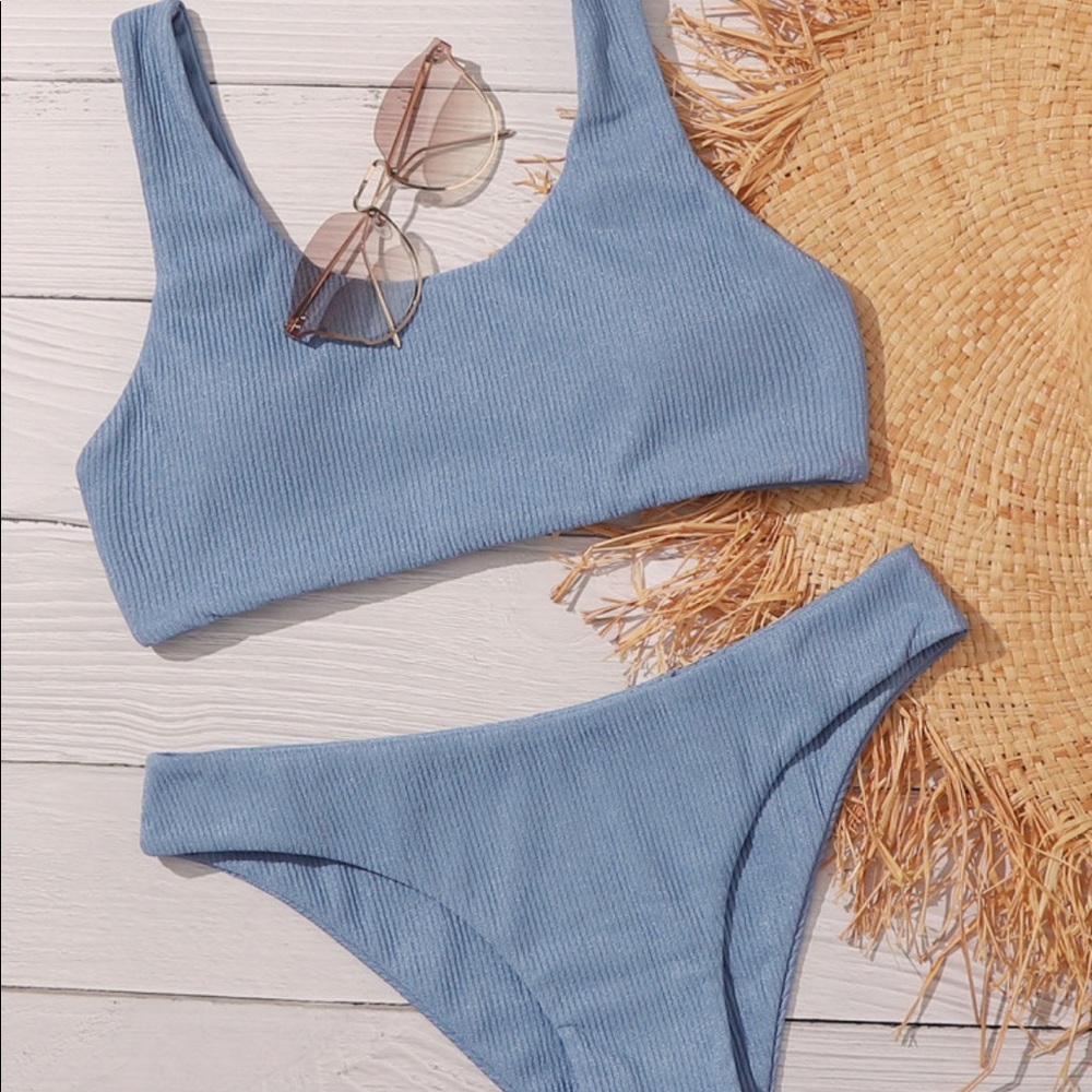 Shein 2-pc Swimsuit blue bikini set size Small - Picture 1 of 6